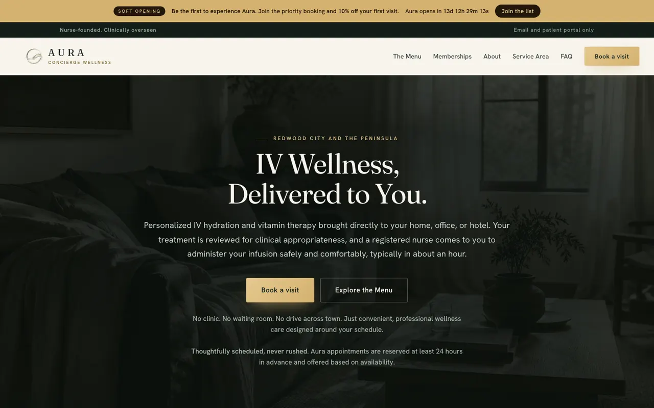 Aura Concierge Wellness on a desktop screen