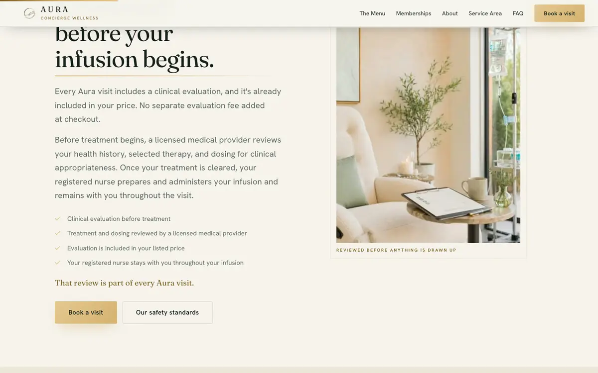Inside the Aura Concierge Wellness site