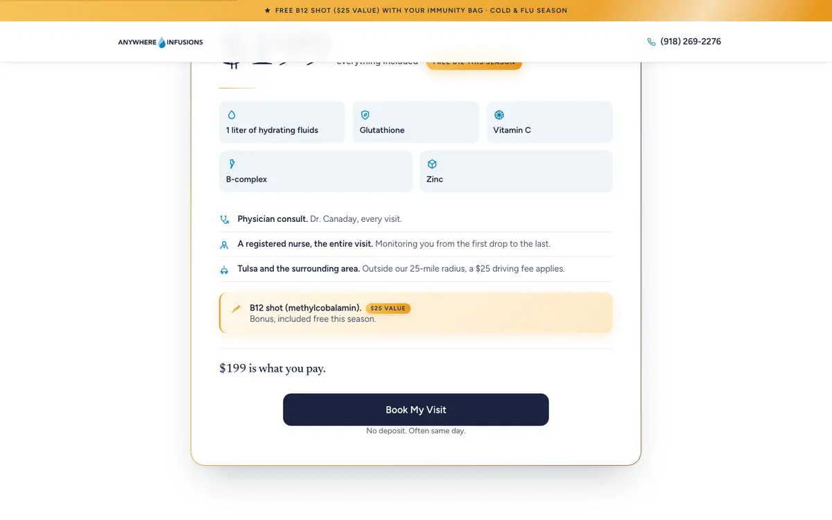 Inside the Immunity Bag ad page site