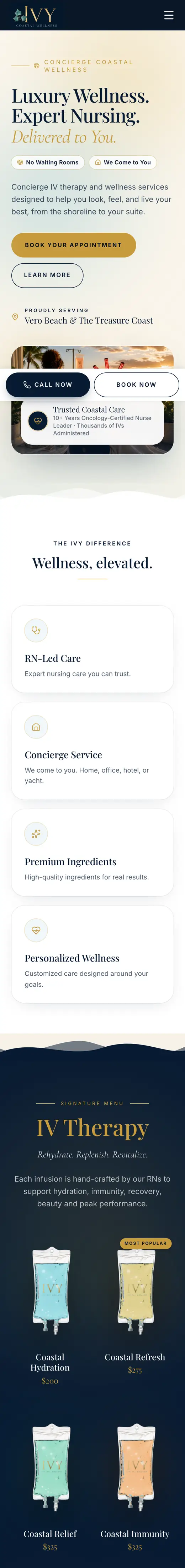 Ivy Coastal Wellness on a phone